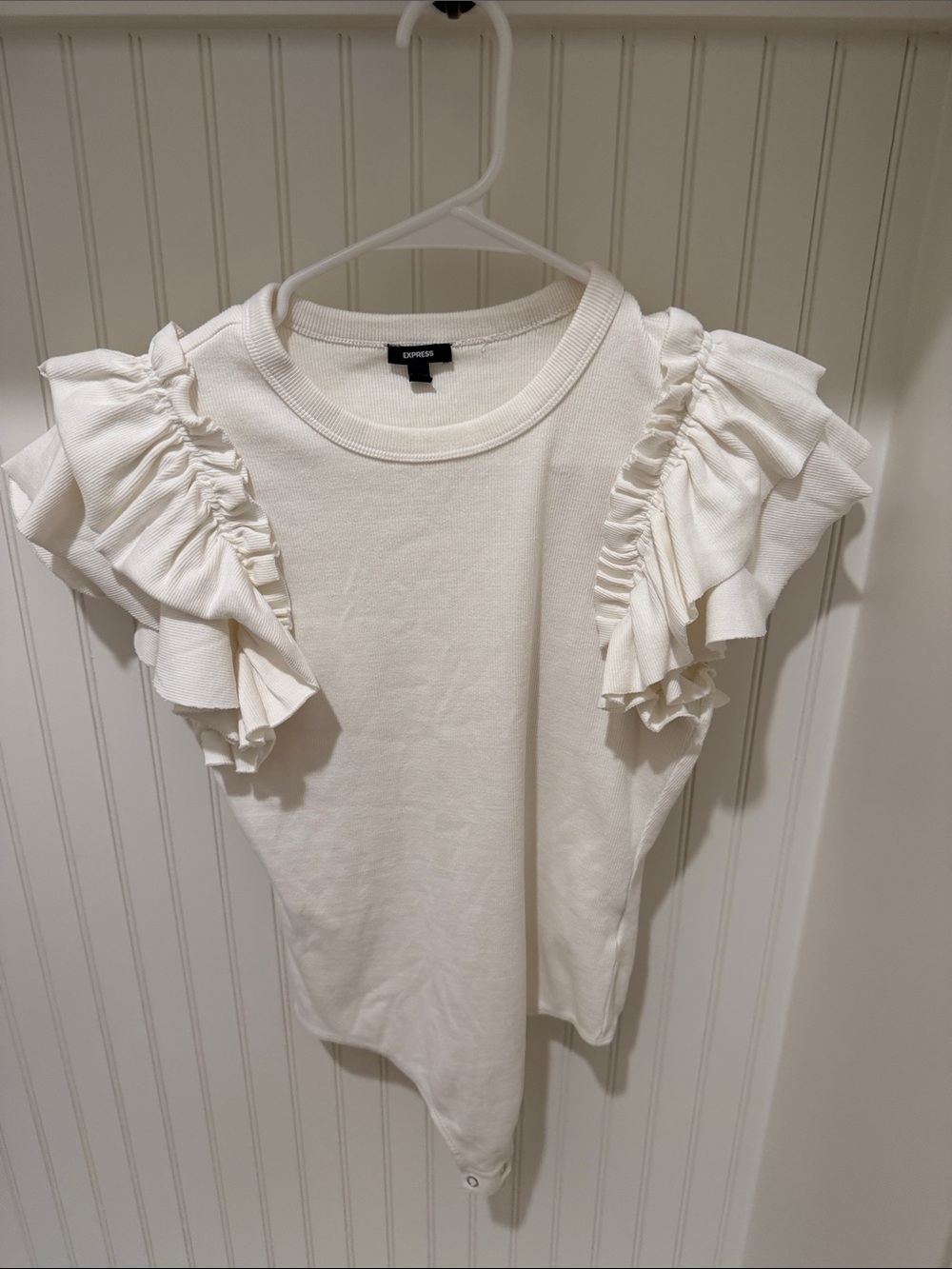 Express Cream Ruffle Sleeve Tank Top